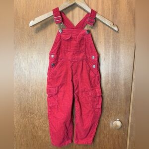 Vintage 90s Red Corduroy Overalls Youth 24 Months Cuddle Towne